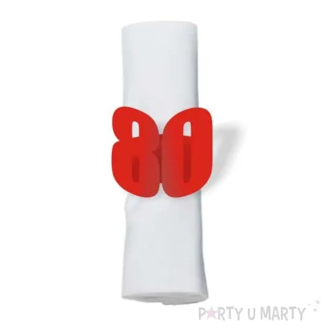 ringi papierowe do serwetek 80 urodziny czerwone 6 szt