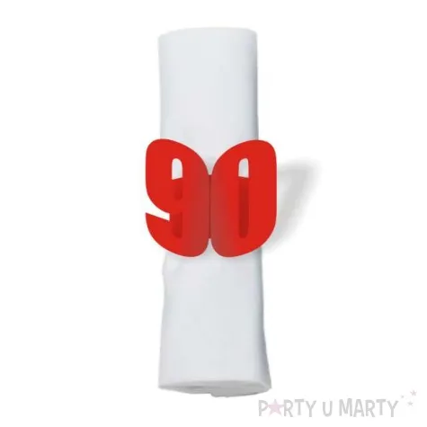 ringi papierowe do serwetek 90 urodziny czerwone 6 szt