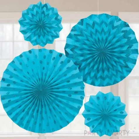 rozeta wiszaca glitter blekitny amscan 4 szt