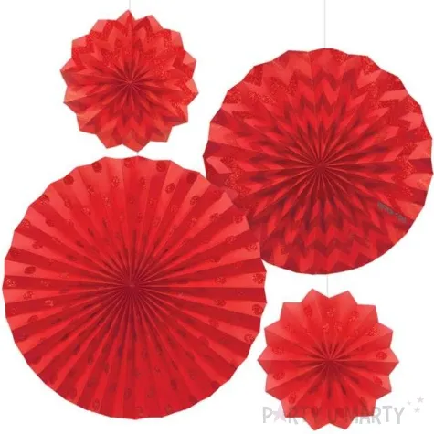 rozeta wiszaca glitter czerwona 4 szt