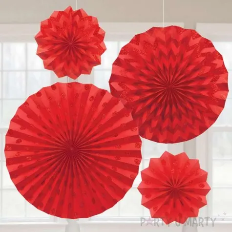 rozeta wiszaca glitter czerwona 4 szt