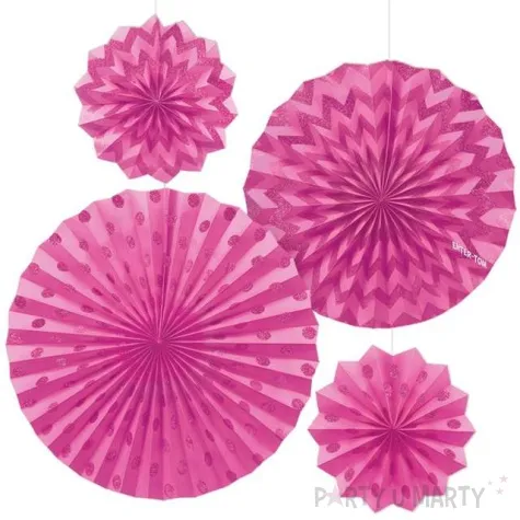 rozeta wiszaca glitter rozowa amscan 4 szt