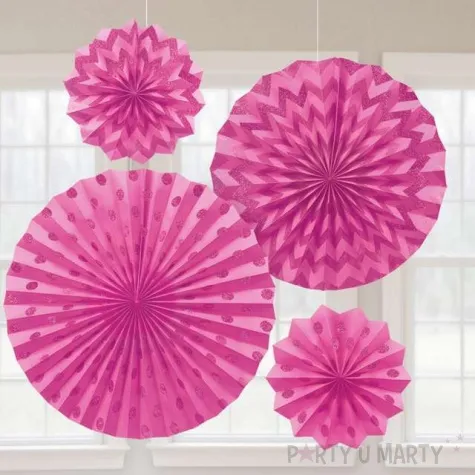 rozeta wiszaca glitter rozowa amscan 4 szt