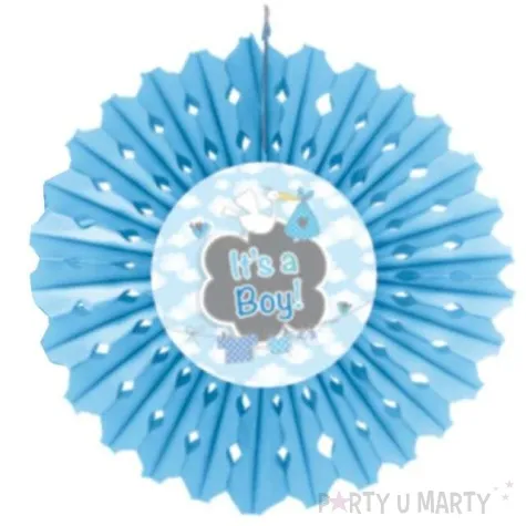 rozeta wiszaca its a boy bocian i chmurki blekitny folat