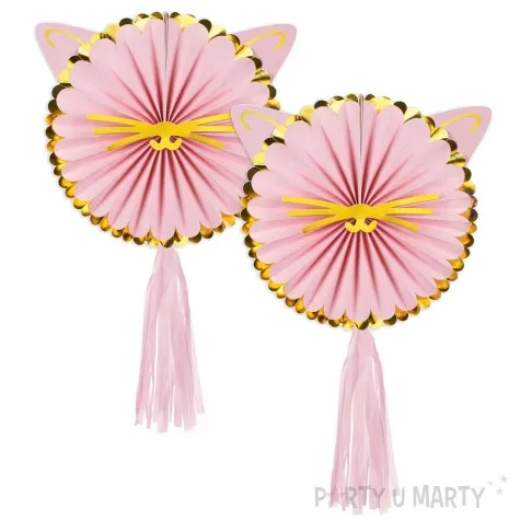 rozeta wiszaca kotek rozowy jasny partydeco 26 cm 2 szt