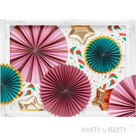 rozeta wiszaca swiateczna rozowy zielony partydeco 26 43 cm 3 szt