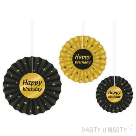 rozeta wiszaca urodziny happy birthday classy party 3 szt pd party