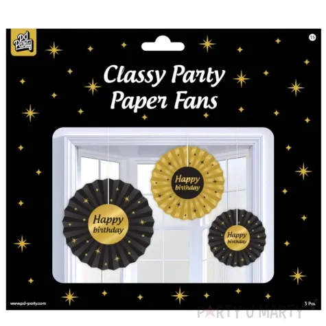 rozeta wiszaca urodziny happy birthday classy party 3 szt pd party