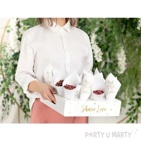 rozki konfetti best day ever stand bialy partydeco 16 cm 16 szt