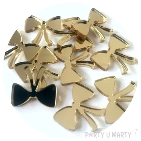 scrapki akrylowe kokardki zlote lustrzane 20 mm 10 szt