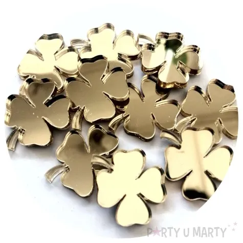 scrapki akrylowe koniczynki zlote lustrzane 20 mm 10 szt