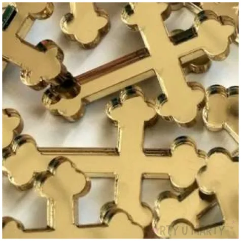 scrapki akrylowe krzyze gotyckie zlote lustrzane 30 mm 10 szt