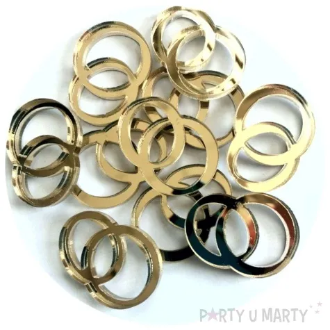 scrapki akrylowe slubne obraczki zlote lustrzane 25 mm 10 szt