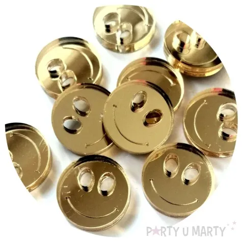 scrapki akrylowe usmiechniete minki zlote lustrzane 18 mm 10 szt