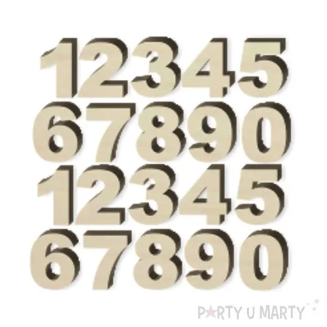 scrapki drewniane cyferki 3 cm 20 szt