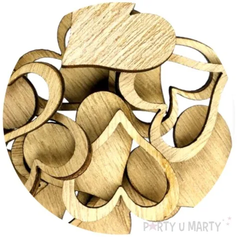 scrapki drewniane serca pelne i kontury naturalne 12 szt