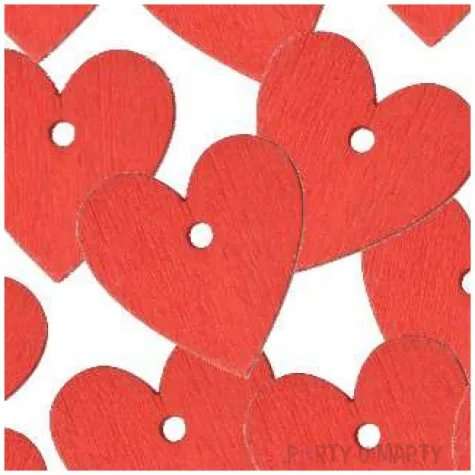 scrapki drewniane serce z dziurka czerwone 15 szt