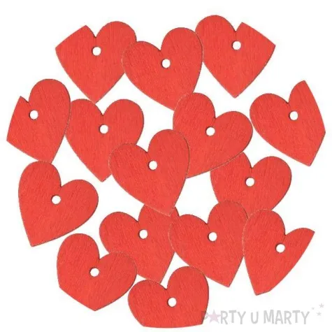 scrapki drewniane serce z dziurka czerwone 15 szt