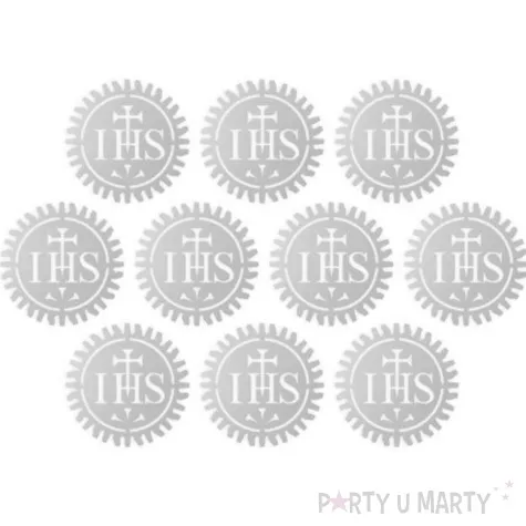 scrapki papierowe hostia ihs srebrne 3 cm 10 szt