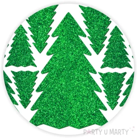 scrapki pvc swiateczne choinki zielony brokat 15 szt