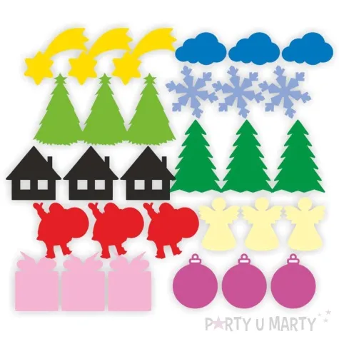 scrapki pvc swiateczny mix mix z klejem 30 szt