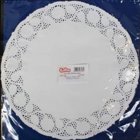 serwetka dekoracyjna okragla biala godan 33 cm 12 szt