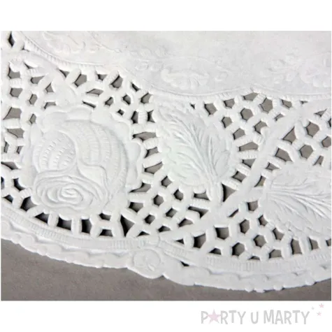 serwetka dekoracyjna okragla biala kajm 33 cm 12 szt