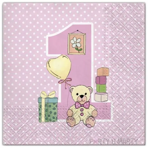 serwetki 1 urodziny dziewczynki maki 33 cm 20 szt