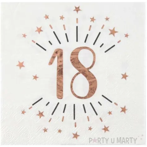 serwetki 18 urodziny gold rose santex biale 33 cm 10 szt