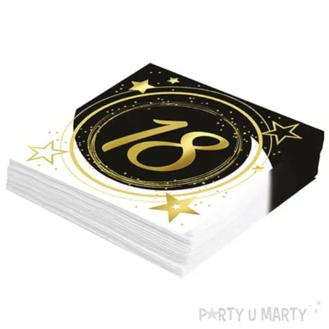 serwetki 18 urodziny gwiazdy czarno zloty guirca 33 cm 12 szt