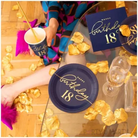 serwetki 18 urodziny happy birthday 18 granatowe partypal 33 cm 10 szt
