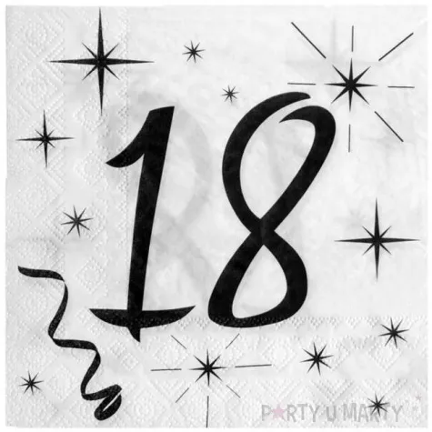 serwetki 18 urodziny santex biale 33 cm 20 szt