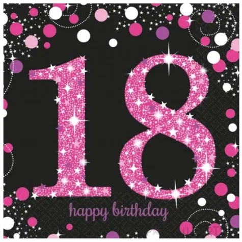 serwetki 18 urodziny sparkling celebrations pink amscan 33 cm 16 szt