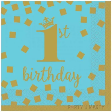 serwetki 1st birthday urodziny niebieskie amscan 25 cm 16 szt