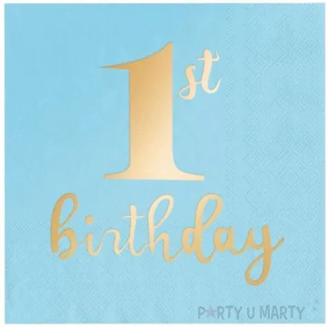 serwetki 1st birthday urodziny niebieskie partypal 33 cm 10 szt