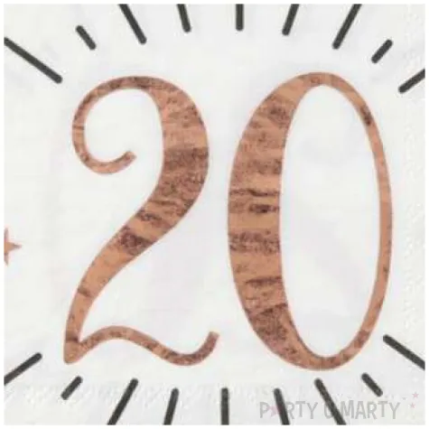 serwetki 20 urodziny gold rose santex biale 33 cm 10 szt