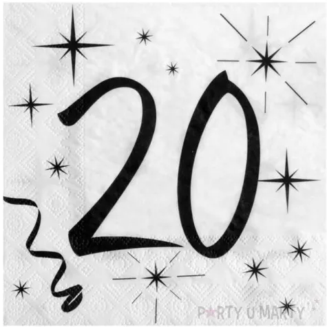 serwetki 20 urodziny santex biale 33 cm 20 szt