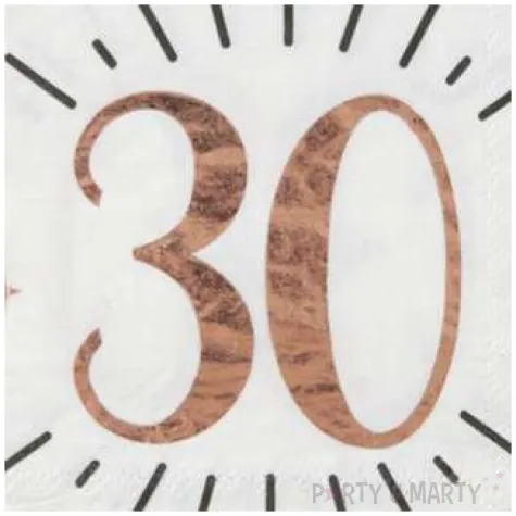 serwetki 30 urodziny gold rose santex biale 33 cm 10 szt