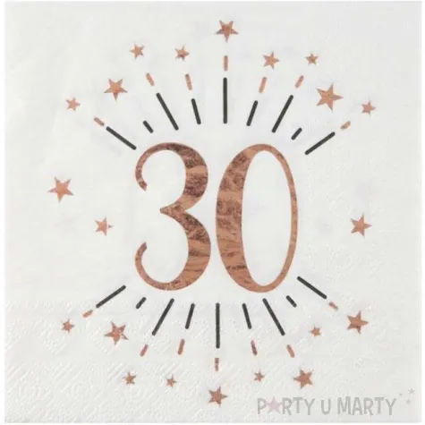 serwetki 30 urodziny gold rose santex biale 33 cm 10 szt