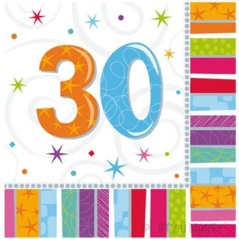 serwetki 30 urodziny radiant birthday amscan 33 cm 16 szt