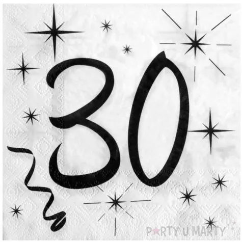 serwetki 30 urodziny santex biale 33 cm 20 szt