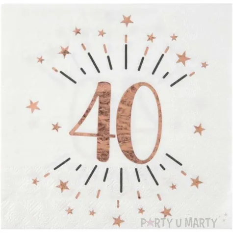 serwetki 40 urodziny gold rose santex biale 33 cm 10 szt