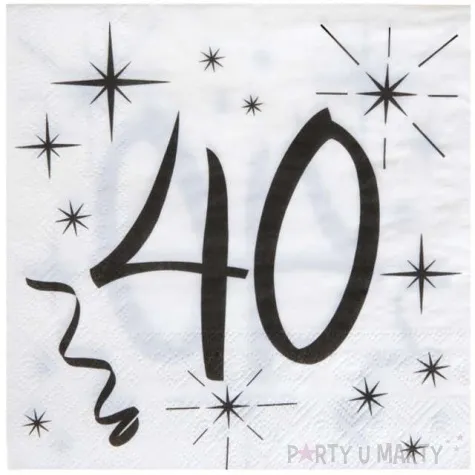 serwetki 40 urodziny santex biale 33 cm 20 szt