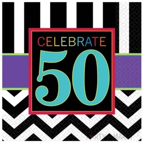 serwetki 50 urodziny chevron birthday 33 cm 16 szt