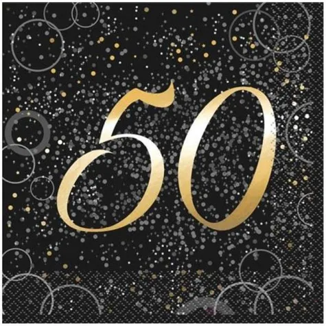 serwetki 50 urodziny glitz unique zlote 33 cm 16 szt