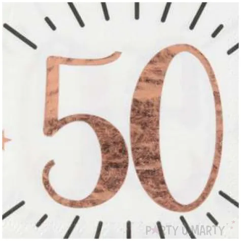 serwetki 50 urodziny gold rose santex biale 33 cm 10 szt