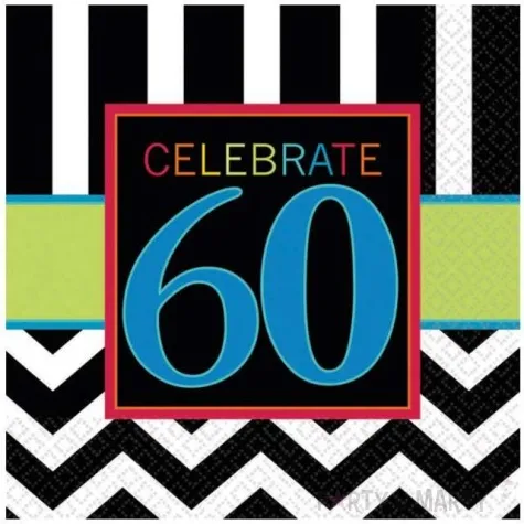 serwetki 60 urodziny chevron birthday 33 cm 16 szt