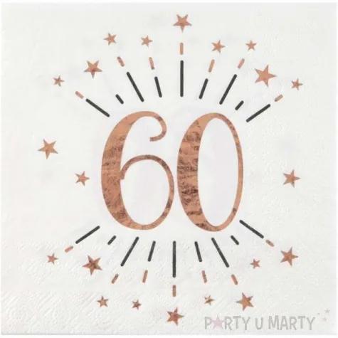 serwetki 60 urodziny gold rose santex biale 33 cm 10 szt