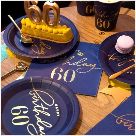 serwetki 60 urodziny happy birthday 60 granatowe partypal 33 cm 10 szt