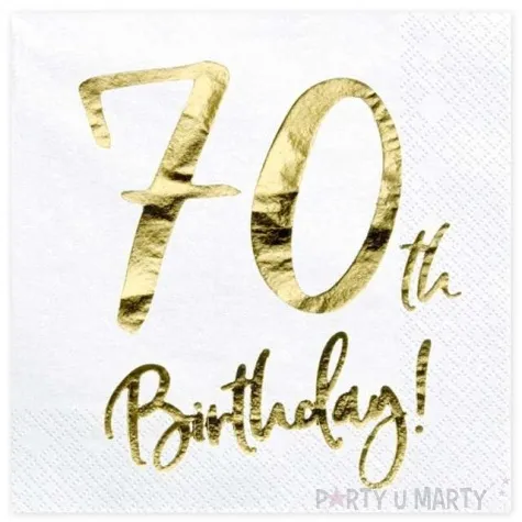 serwetki 70 urodziny 70th birthday partydeco biale 33 cm 20 szt